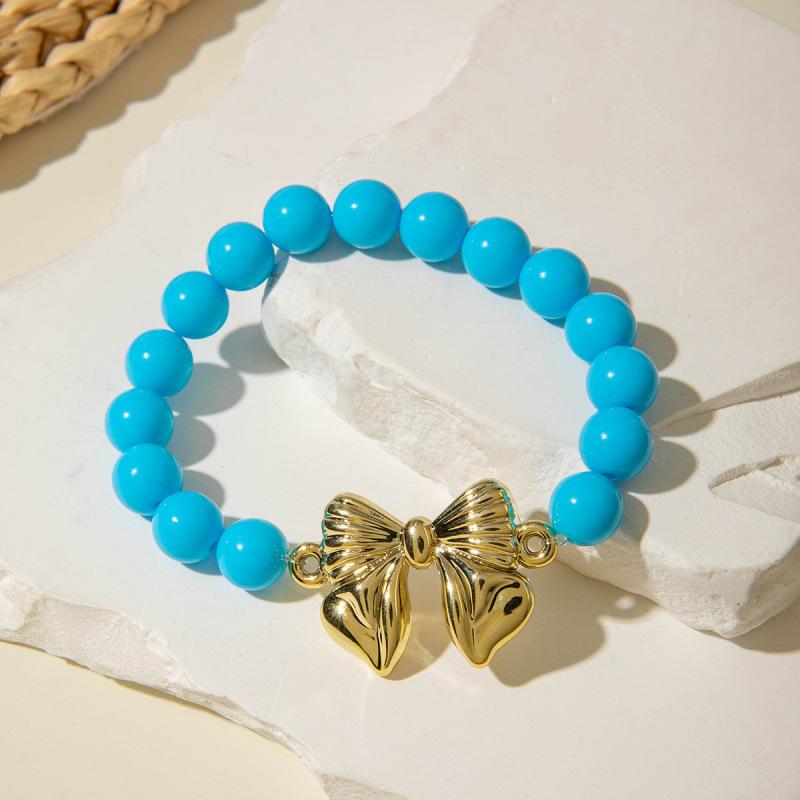 Летний акриловый браслет с бантом цвета дофамина, простой эластичный браслет, украшения для женщин