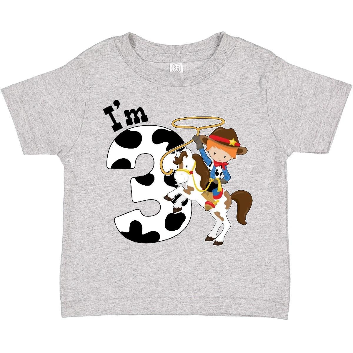 

Inktastic I m Three-cowboy Riding Horse Birthday Toddler kids boys T-Shirt Birthdays Third 160