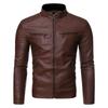 Men's Casual Washed PU Leather Motorcycle Jacket - Slim Fit, Autumn/Winter 2023 Trend