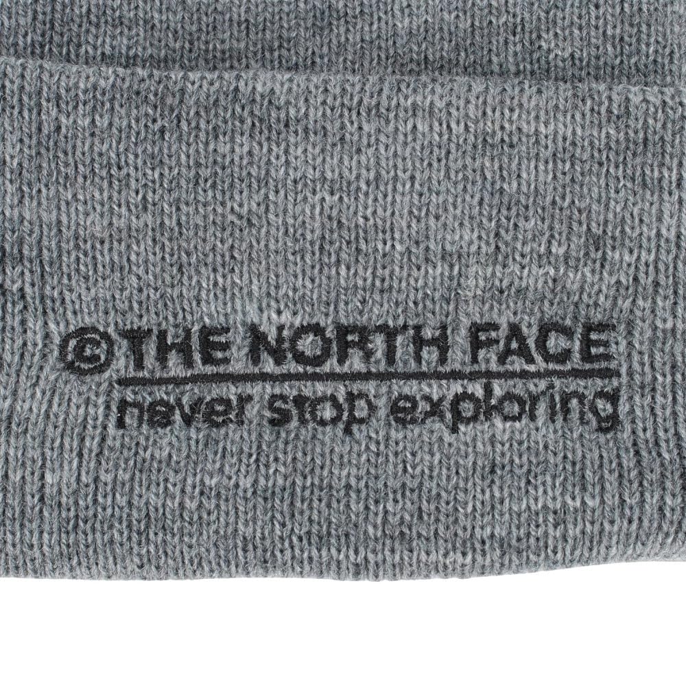 North Embroidered Barred Beanie Unisex Thermal Cold Protection Mixed Gray Free Size [The Face]