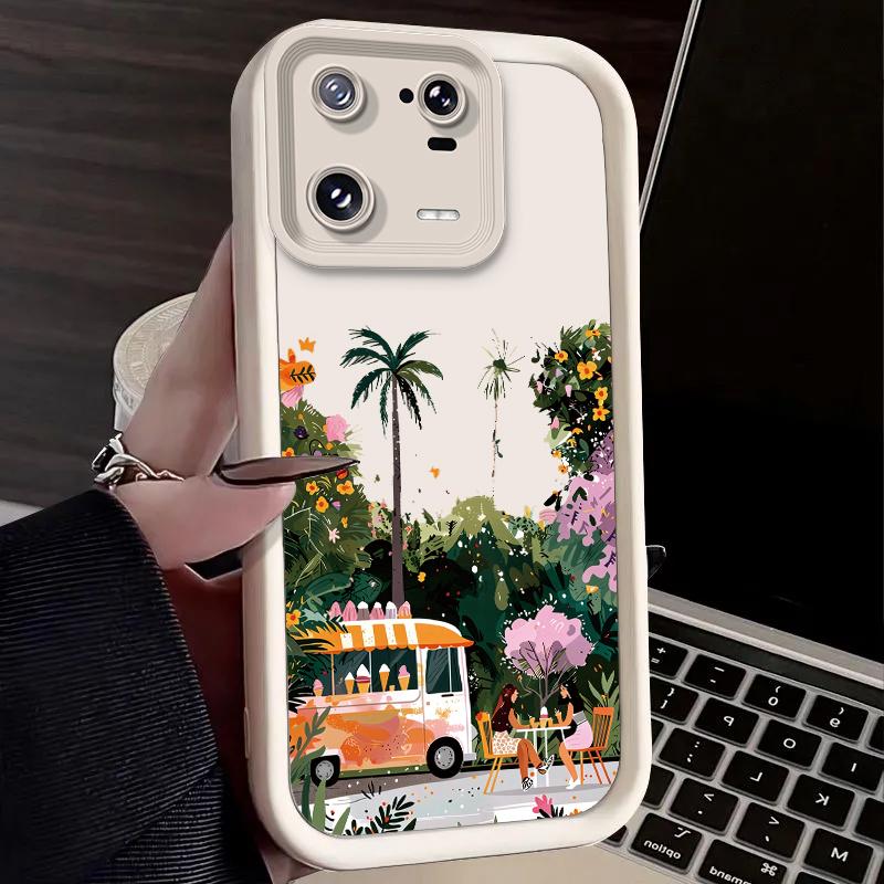 Flower Dessert Truck Case for Xiaomi Mi 15 14 14T 13 13T 12 11 11T Lite POCO X7 X6 5G X5 X3 NFC F6 F5 M7 M6 Pro 4G Cover Funda