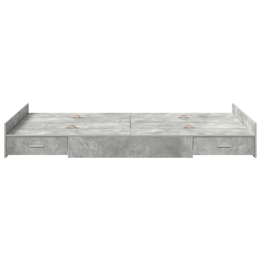 Storage Bed Frame Concrete Grey 120 x 190 cm Particleboard