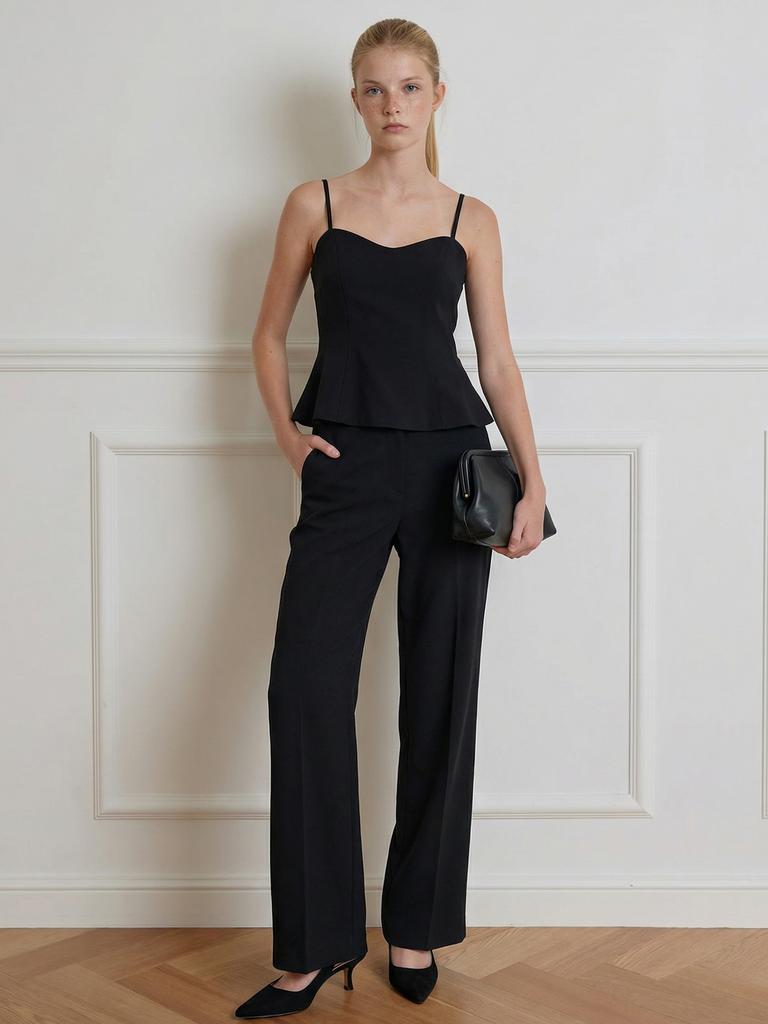 STAY WITH ME Peplum Bustier Top_Black