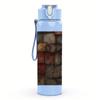 1PC Rough Stone Wall Texture Background 750ml Color Plastic Sports Water Bottle Leakproof Flip Straw Lid Suitable for Sports Office Home Use
