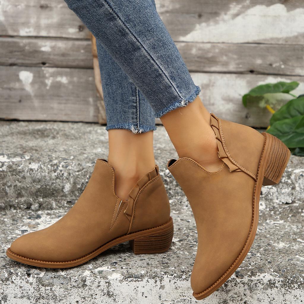 Four Seasons Damenschuhe in Übergröße, einfarbig, spitz, lässig, mit Reißverschluss hinten, niedriger Absatz, einzelne Schuhe für Damen