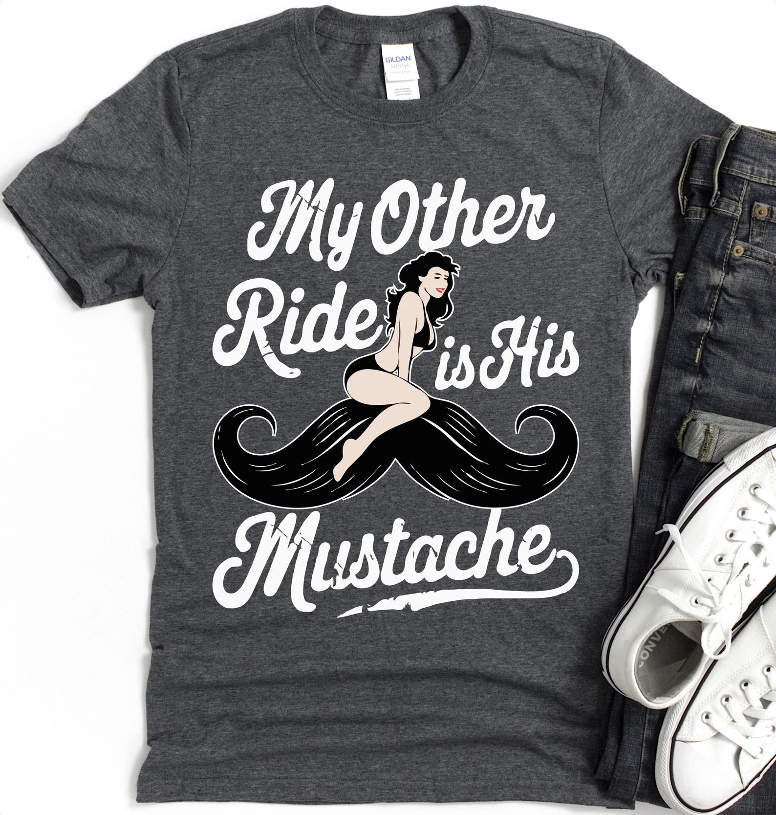 My Other Ride Is His Mustache T-Shirt | Biker Sarcastic Wife Life S