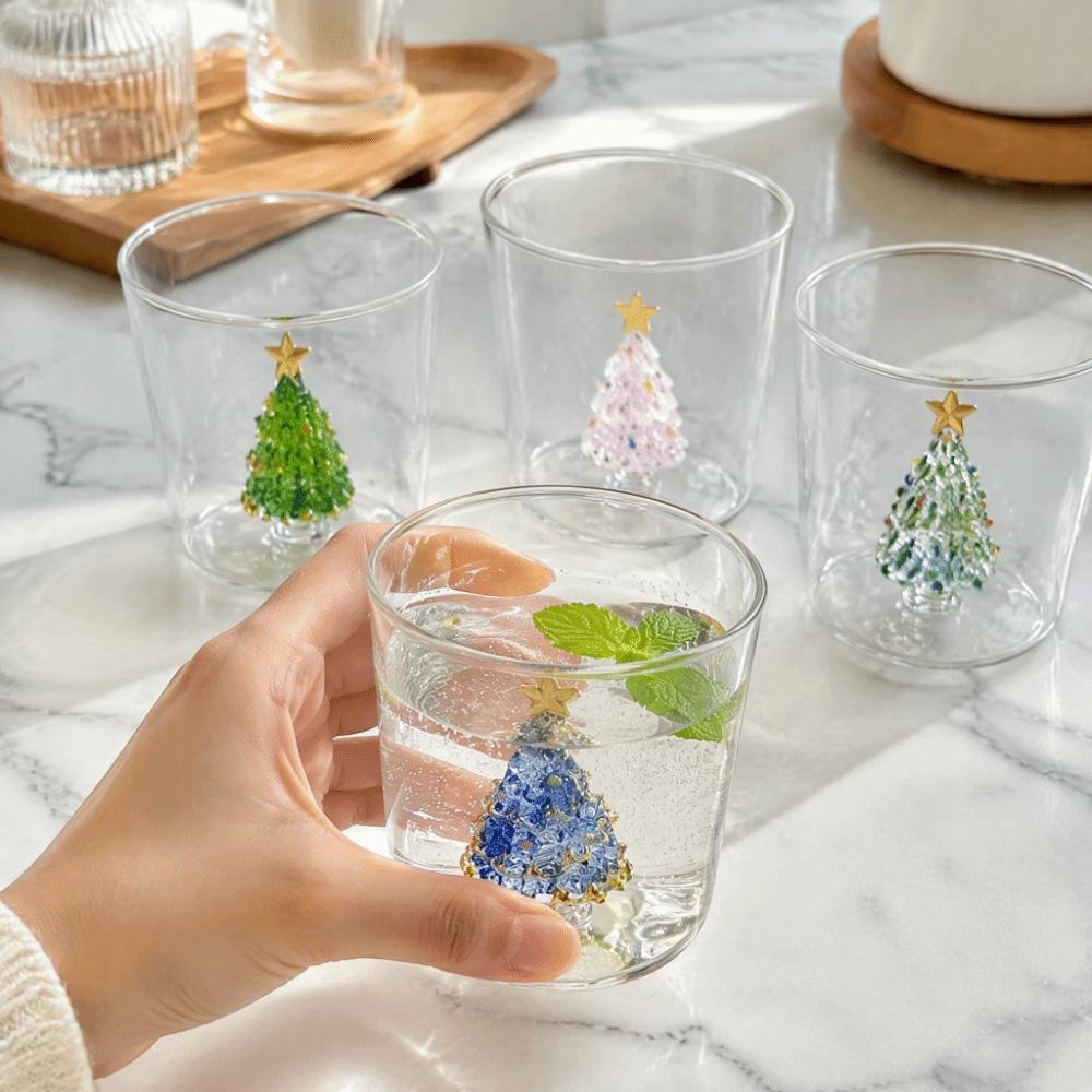 High Borosilicate Glass 3D Christmas Tree Built-in Glass Cup Christmas Gift Christmas Dinner