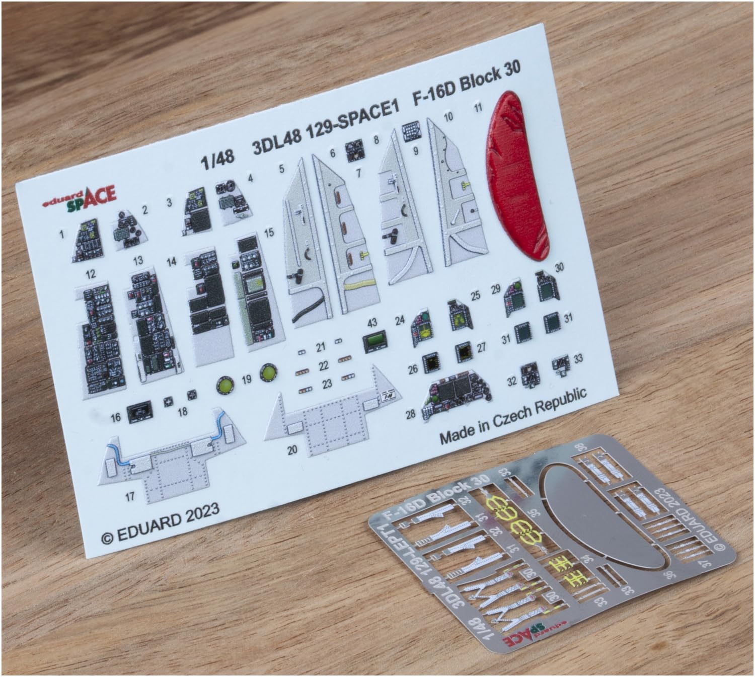 

Eduard 1/48 Space F-16D Block 30 Interior 3D Decal and Etching Parts Set (for Kinetic) Plastic Model Decals EDU3DL48129
