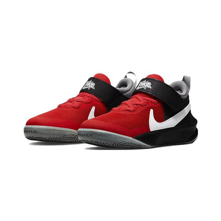 Nike Team Hustle D10 PS University Red Black Kids Sneakers Particle-Grey White CW6736-607