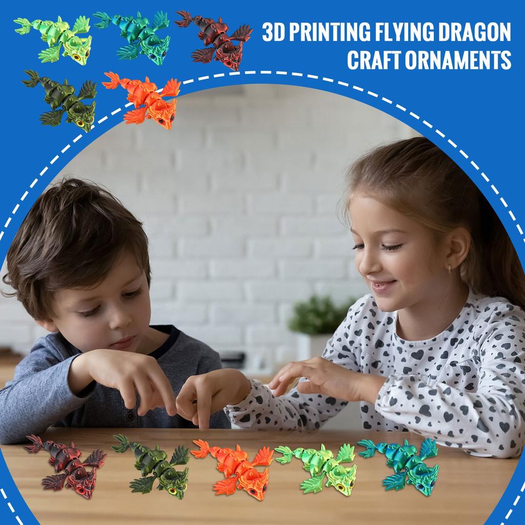 3D Printed Flying Dragon Crafts Ornaments Gifts Creative Hand-made Animal Joint Activity Model Ornaments Toys