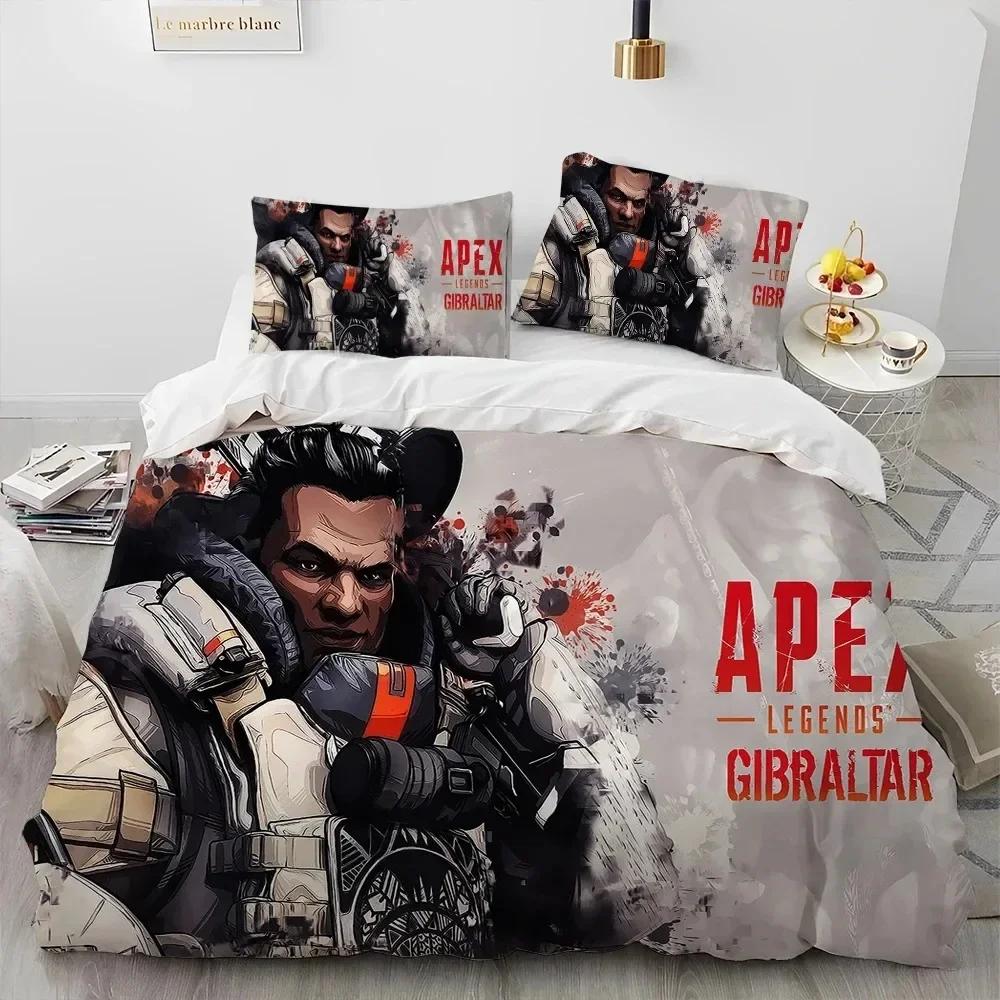 A-Apex Legends Game Gamer Cartoon Bedding Set Printed Bed Set With Pillowcase Bed Duvet Cover Soft Single Double Queen King Size