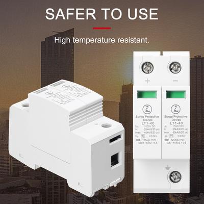 Typ wtyczki Fotowoltaiczne zabezpieczenie przeciwprzepięciowe Urządzenie przeciwprzepięciowe 2P-40KA-DC1000V Surge