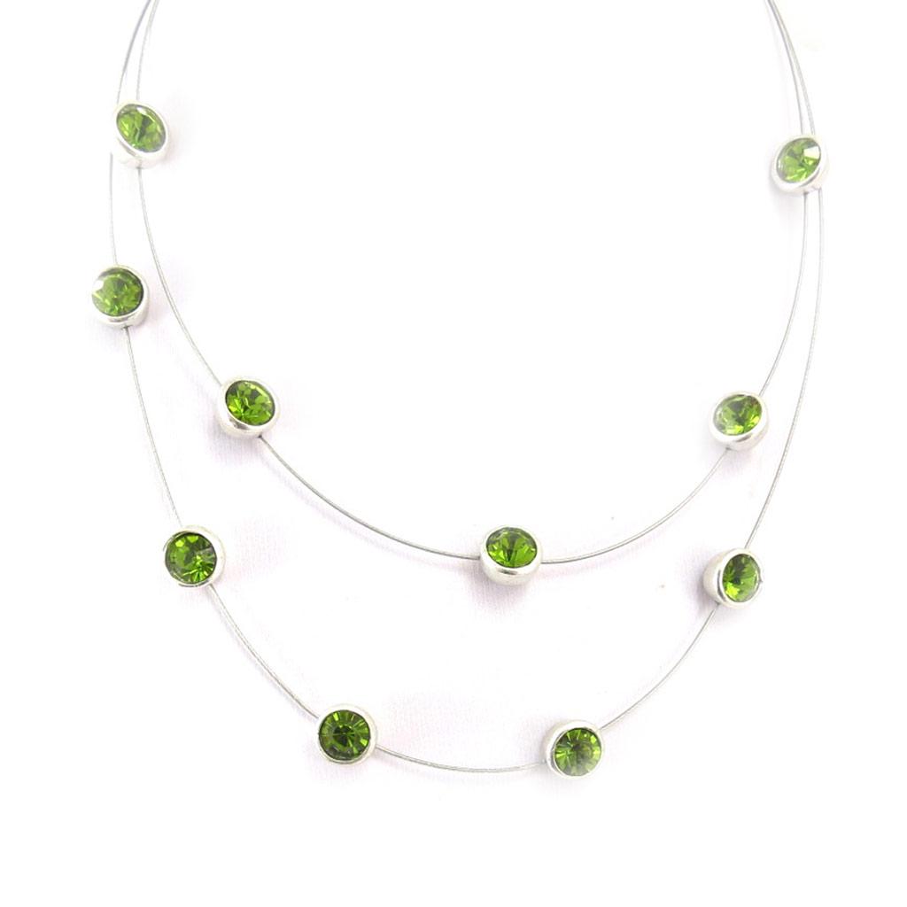 Les Trésors De Lily [R5259] - Green 'Sissi' Necklace - 2 Rows - 8 Mm