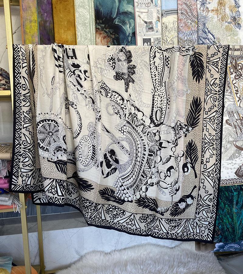 Mulberry silk 111 silk wool large square scarf collection hand-curled high-end gift silk scarf women's autumn shawl