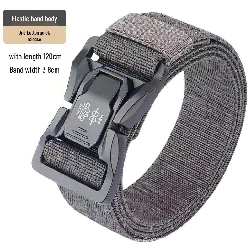 Men's Adjustable Leather Tactical Belt: Elastic, Versatile, Casual, Outdoor Training, Workwear