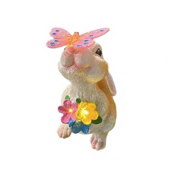 

Садовая статуэтка кролика, фигурка кролика из смолы с бабочкой, водостойкое уличное искусство для патио, балкона, газона, на новоселье, дни рождения для мамы, бабушки, женщин Rabbit