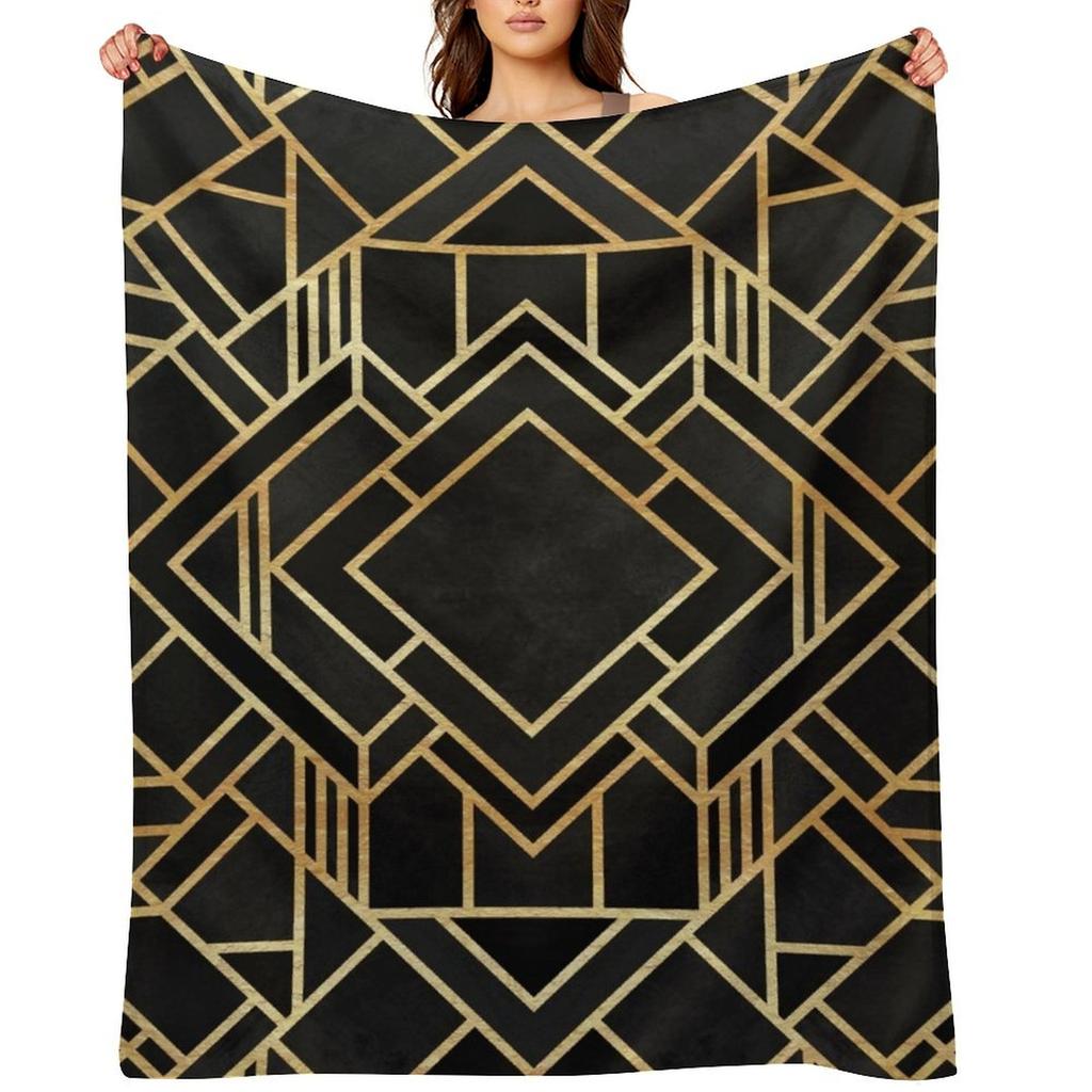 Art Deco Black Throw Blanket Fashion Sofas Polar Bed Covers Wednesday Blankets