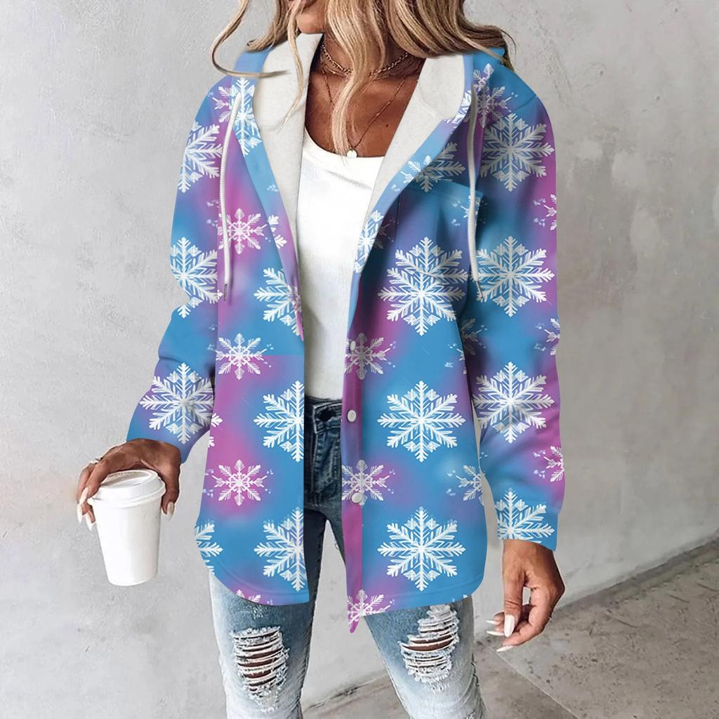 Damekåpe Casual Og Moteriktig Sammensatt Tykk Og Varm Trykt Hettejakke