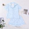 New women's pajamas printed lapel collar short-sleeved shorts European and American loungewear women pajamas
