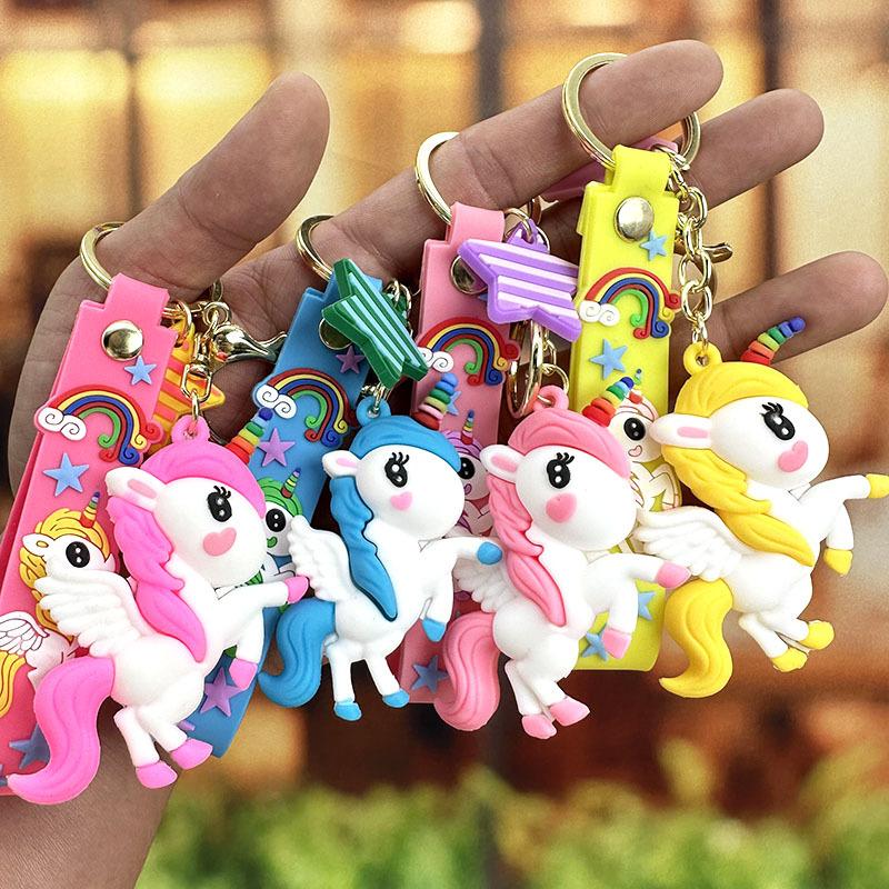 Dream Cartoon Rainbow Horse Unicorn Keychain Pendant Bag Couple Pendant Car Couple Ins Small Gifts