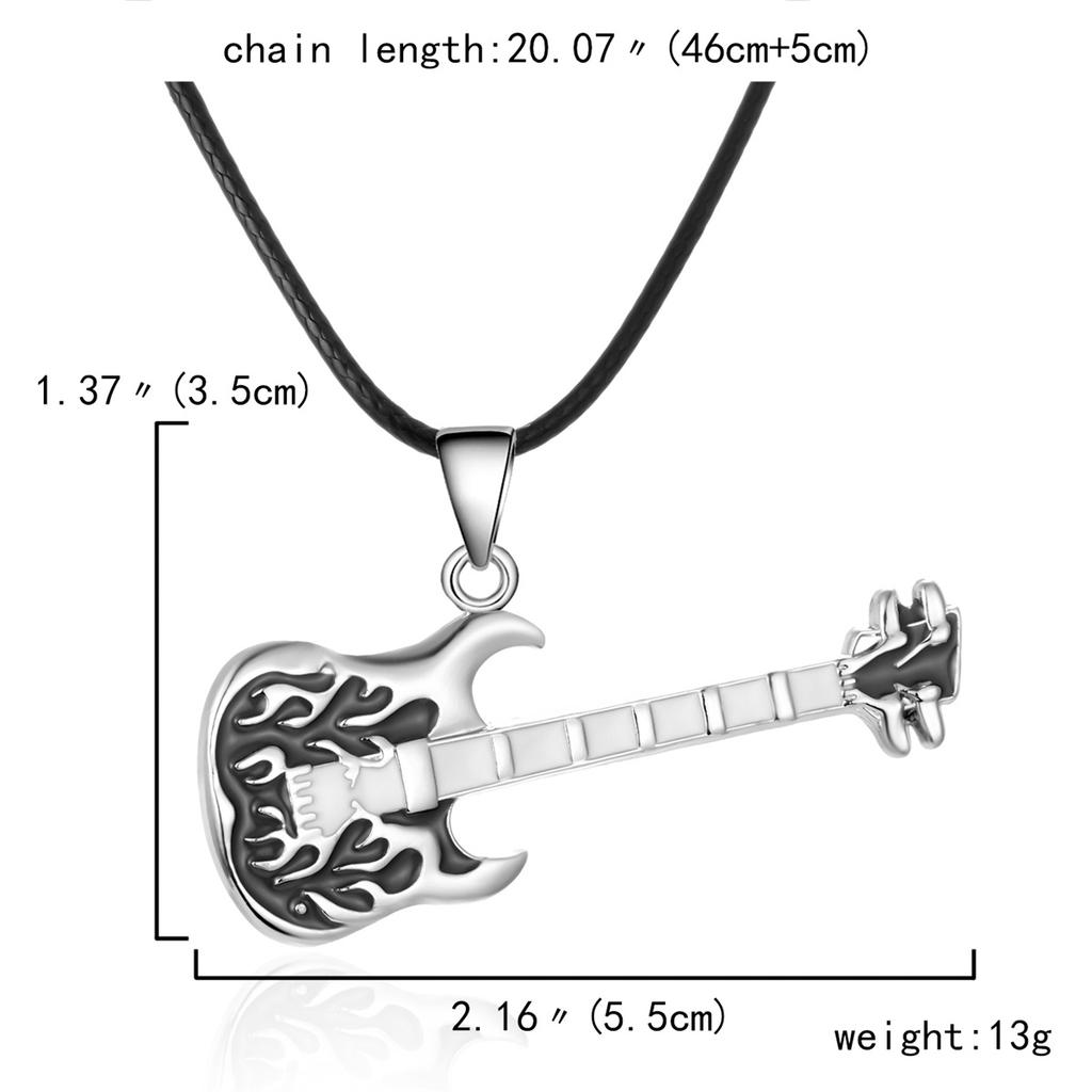 Stainless Steel Guitar Pendant Necklace For Men Women Retro Punk Musical Instrument Rope Chain Choker Party Jewelry Gift