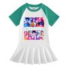 Kpop Witcher Girls Cartoon Pleated Short-Sleeve Summer Dress for Kids