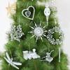 Clear Xmas Tree Hanging Ornaments Acrylic Snowflake Piece Crystal Christmas Tree Pendants  Home