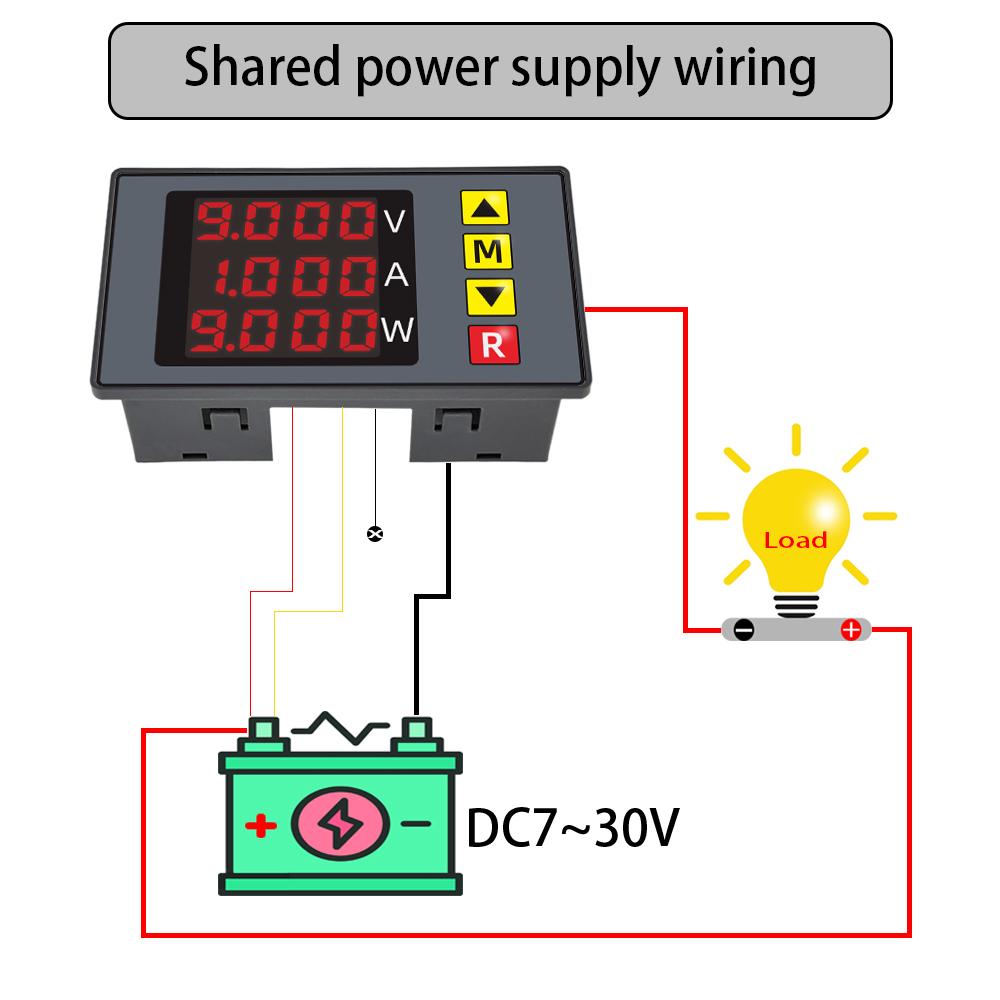 BM730 DC0-100V 10A LED Digital Voltmeter Ammeter Voltage Current Wattmeter Meter Volt Detector Tester Monitor Panel With alarm