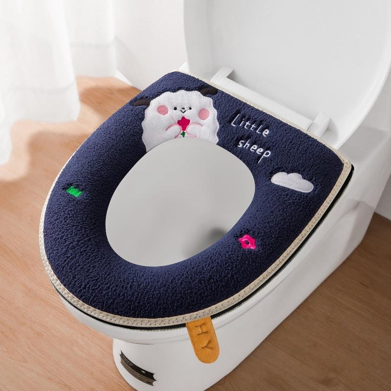 

Toilet Seat Cover Bathroom Products Toilet Mat Set Toilet Seat Lifter Winter Warm Toilet Pad Soft Removable Zipper With Flip