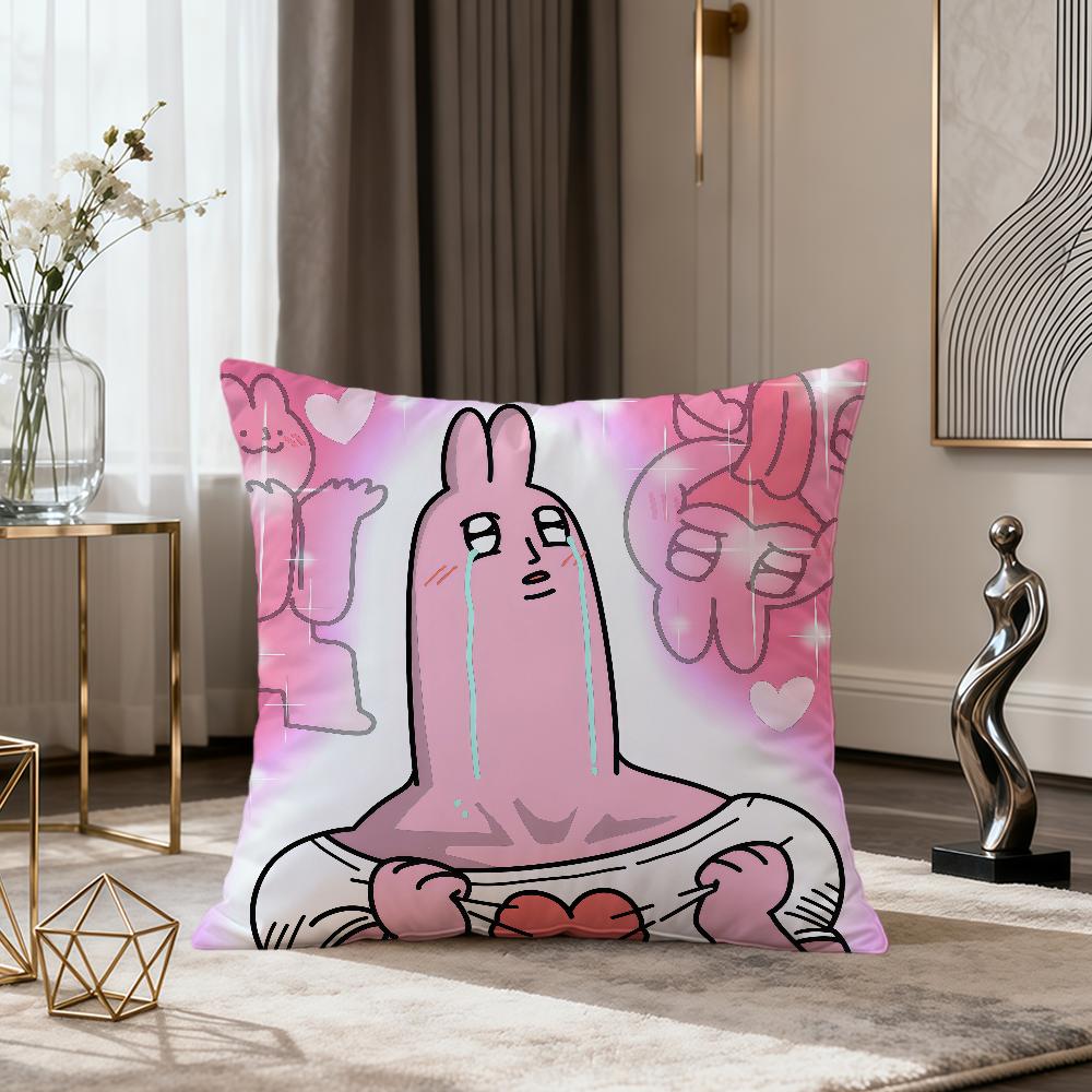 cartoon art funny pink bunny meme rabbit soft pillow cover for Sofa Home Living Room Decor Protective Covers hogar pillowcase