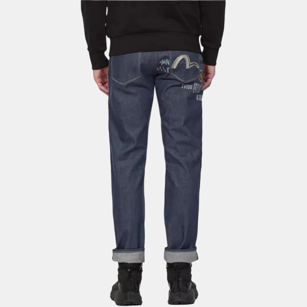 Evisu Letter Print Crew Neck Pullover Long Sleeve Sweatshirt Unisex sweatshirt Black 2EAGNM1SW424XXCT