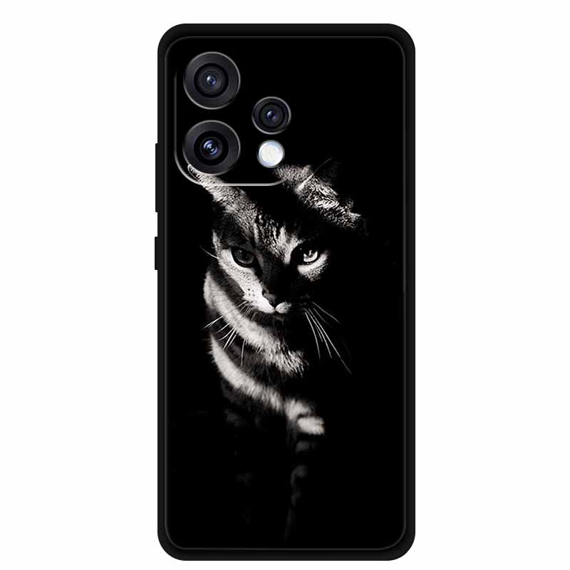 For Oppo Reno15 5G Case 6.59" Cute Cat Balck Edge Soft Silicone Wolf Phone Back Cover For Oppo Reno 15c 5G Protective Lion Funda