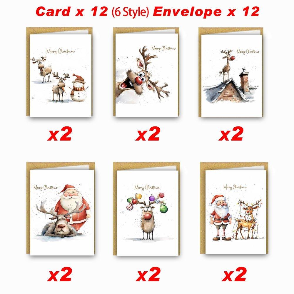 12-Pack Christmas Greeting Cards with Envelopes - Blank Inside for Personal Messages - Suitable for New Year, Congratulations, and Thank You Occasions