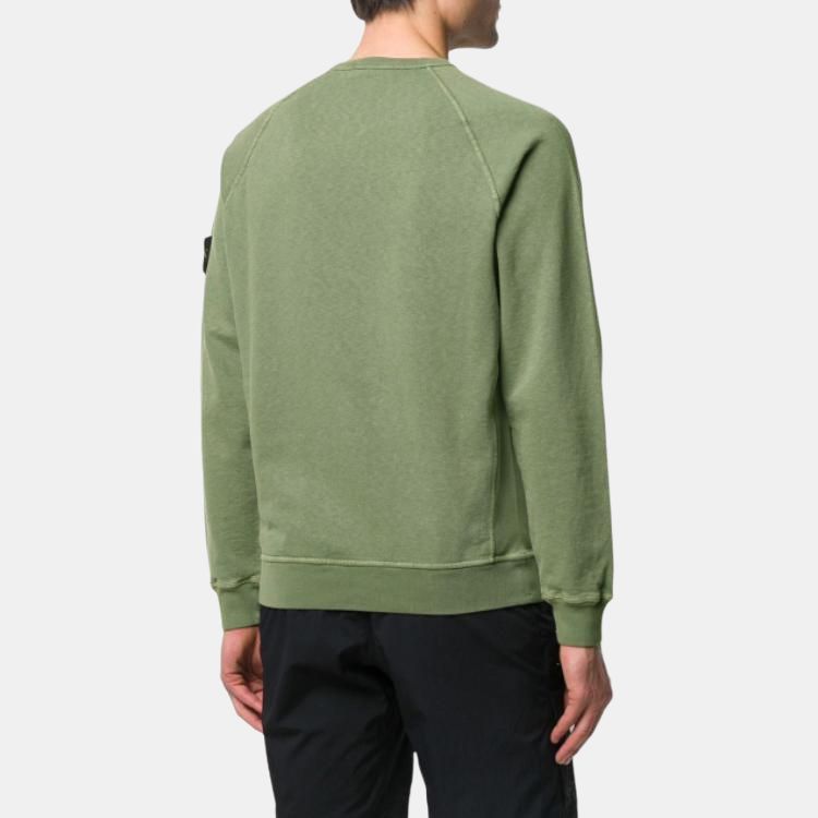 Stone Island Solid Color Pullover Crew Neck Long Sleeve Sweatshirt Men sweatshirt Green 721566060-V0158
