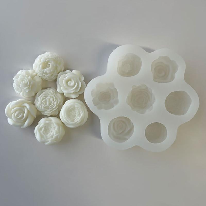 3D Rose Peony Flower Candle Mould DIY Gypsum Candle Epoxy Mold Handmade Candle Aroma Wax Soap Molds for Decoration