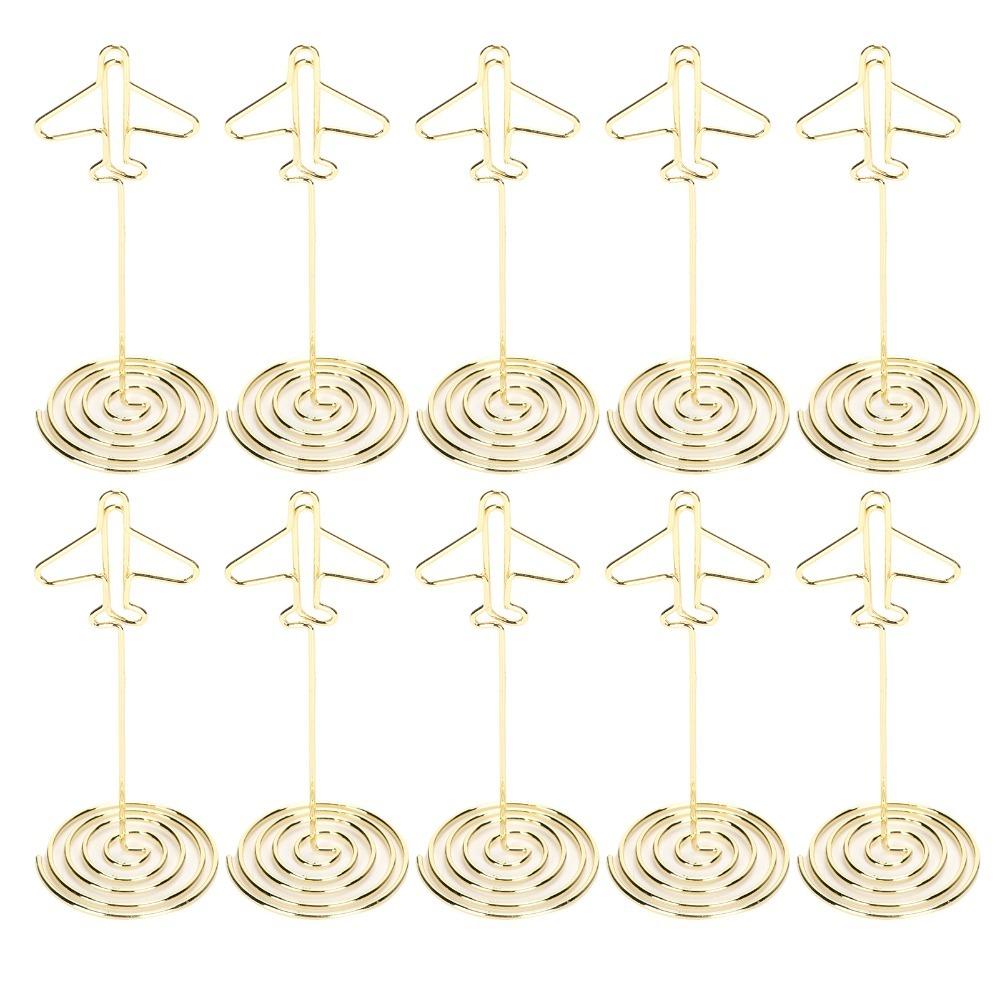 10Pcs Porte-photo en métal en forme d'avion avec base Porte-cartes de bureau Affichage de cartes de table