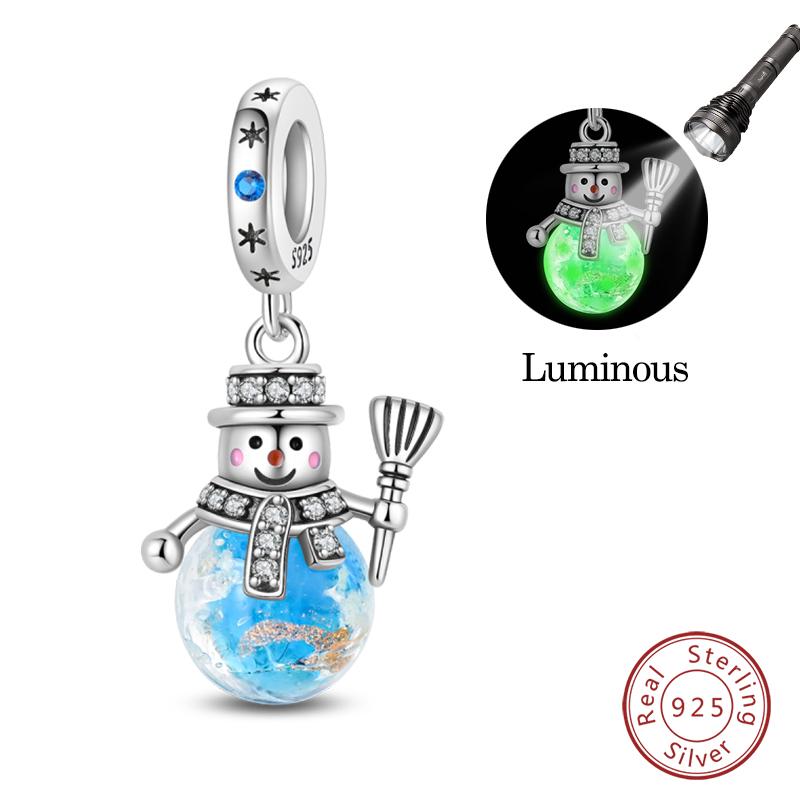 New Winter Charms Bead Copper Snowflake Snowman Penguin Deer Dangle Fit Bangle Bracelet Necklace Diy Jewelry