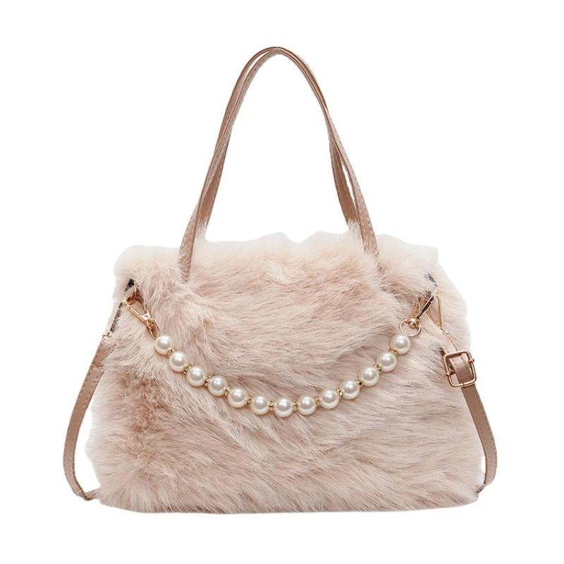 Pearl chain fur women's bag  crossbody bag  unique shoulder bag  elegant and fashionable  premium winter  new