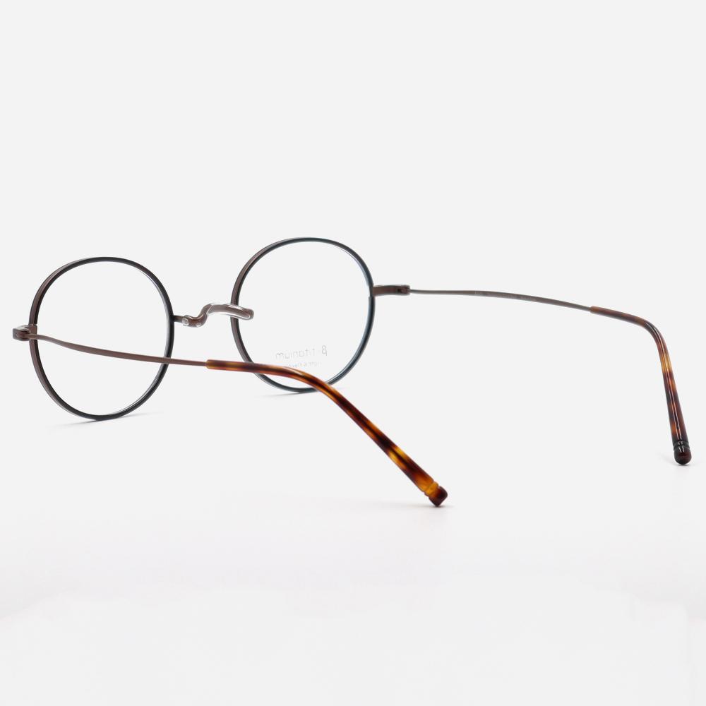 Alloaiweeo [Nose Saddle] Al8206 1016M Nose Saddle Titanium Round Antique Brown Eyeglass Frames