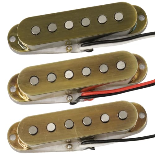 Ogdni Alnico 5 Strat Pickups, Single Coil Guitar Neck/Middle/Bridge Pickups, Cream, for Strat and Squier Electric Guitars (White)