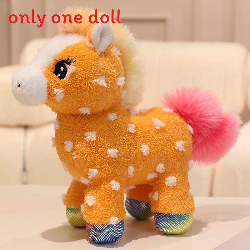 

Unicorn Plush Toy Animal Figurine With Short Plush Material For Kids Gift And Collection Orange Horse,25cm