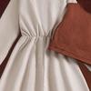 Girls' Retro Spring Suit: Belted Vest & Long-Sleeve Dress Set