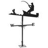 Fisherman Style Weather Vane Roof Bracket Rod Stainless Steel Wind Indicator for Outdoor