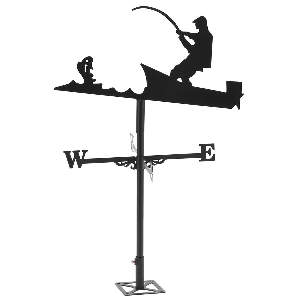 Fisherman Style Weather Vane Roof Bracket Rod Stainless Steel Wind Indicator for Outdoor