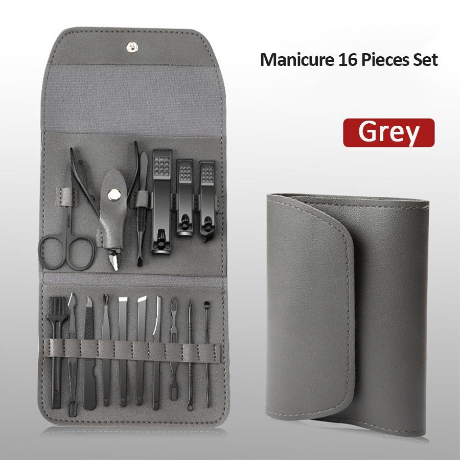 Premium 16-Piece Nail Grooming Kit for Home Stainless Steel Clippers Pedicure Set and Travel Case Included Manicure Set