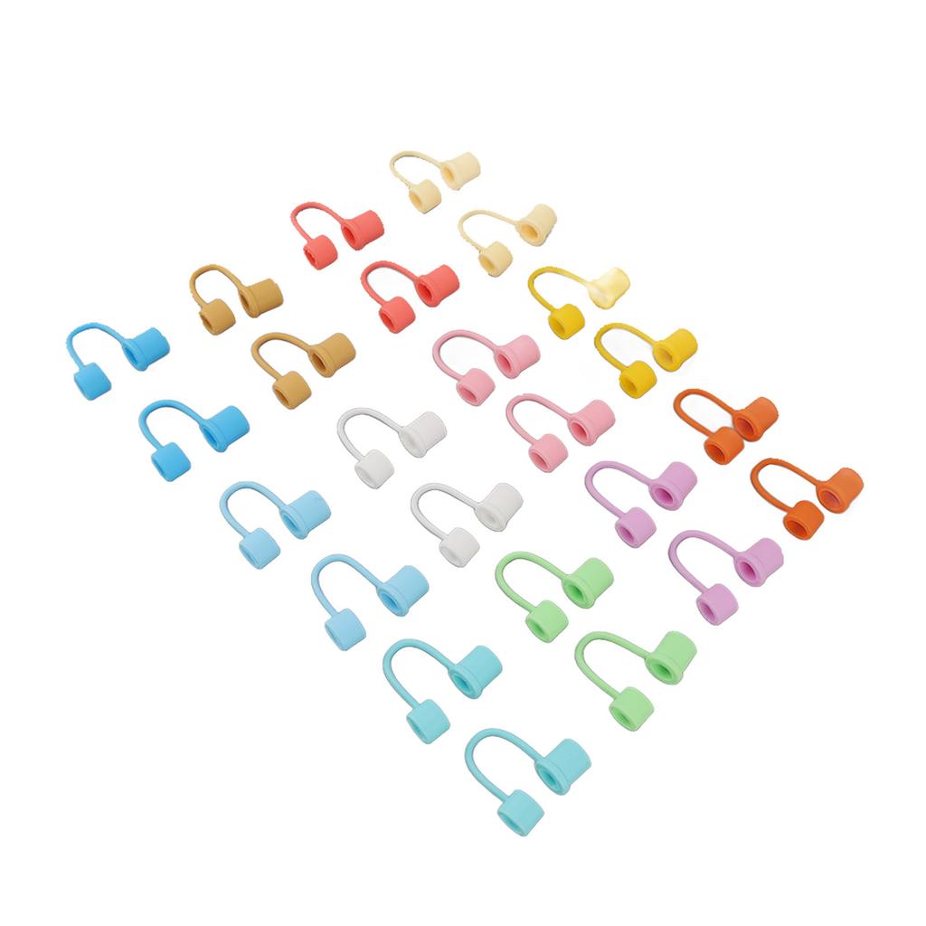 Drinking Straw Lid Cover Silicone Dust Proof Reusable Universal Cute Straw Cover for Drinking 24 PCS Rainbow
