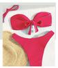 2024 Sexy Solid Color Halter Bandeau Two-Way Flower Bikini Swimsuit for Women
