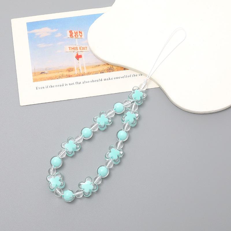 Candy colored beads in the pearl phone chain, handmade beaded butterfly phone case, hanging accessories, short style