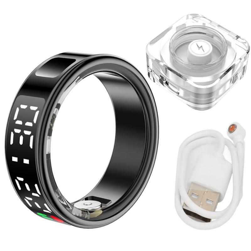 Smart Ring Heart Rate Blood Oxygen Health and Sleep Monitor 5ATM Waterproof Multi-sport Modes Fitness Ring for Android iOS