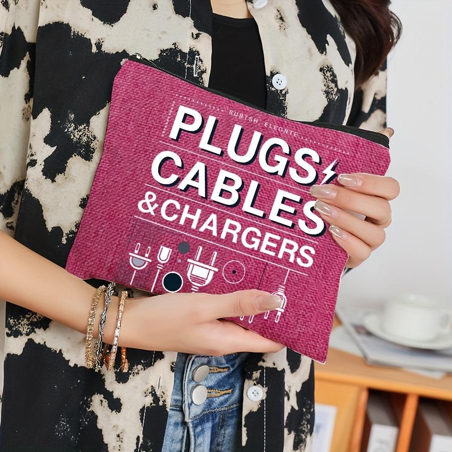 1PC Cosmetic Cable Travel Storage Bag Zippered Makeup Toiletry Organizer,Portable Charging Cable Storage Large Capacity Bag